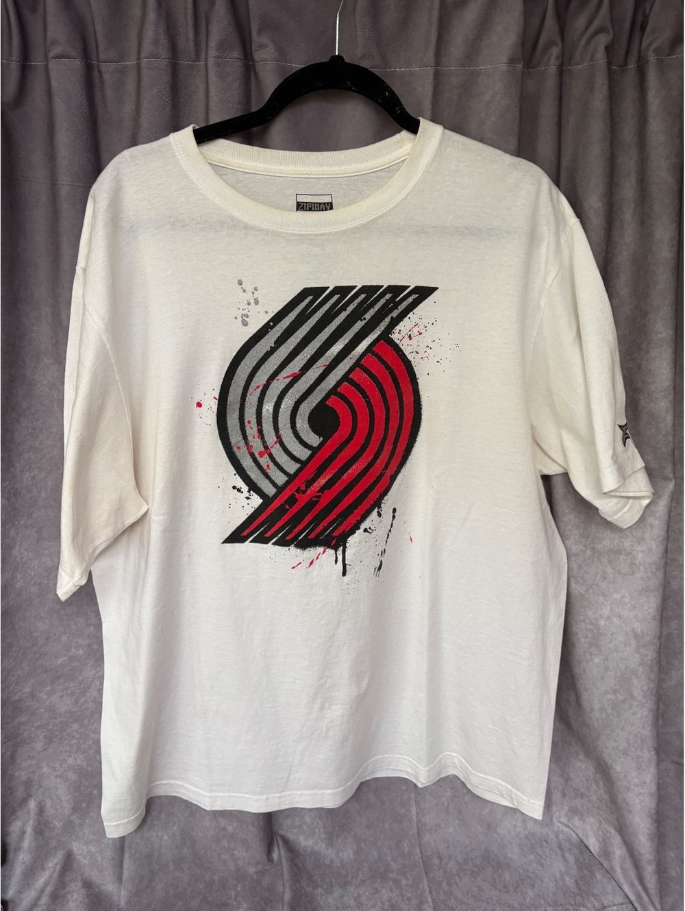 Portland Trail Blazers Zipway NBA Logo Graphic T Shirt White Mens XXL Vintage